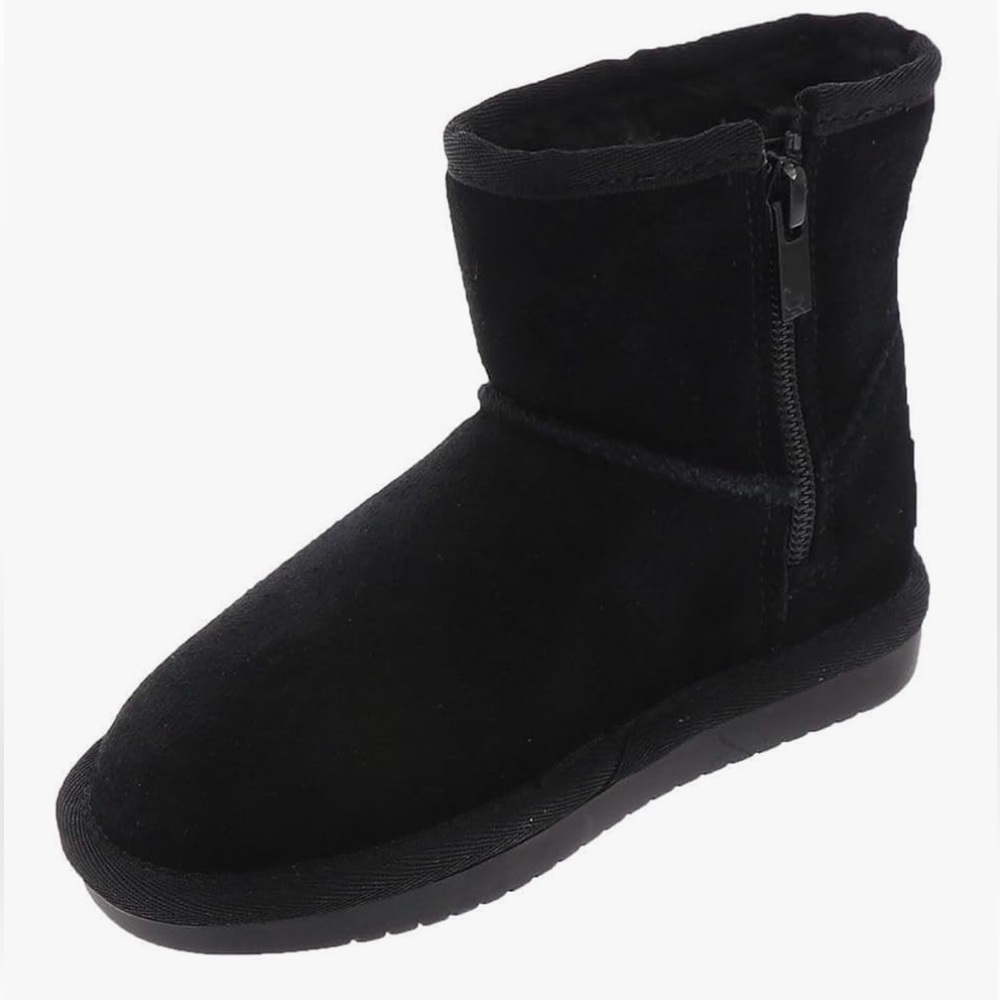 Koolaburra Kids Black Ankle Zip Suede Boot